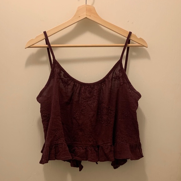 Kendall & Kylie Deep Burgundy Cami with Lace Detail - Picture 1 of 5
